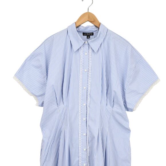 J. Crew Light Blue and White Striped Midi Shirt Dress - Picture 3 of 10